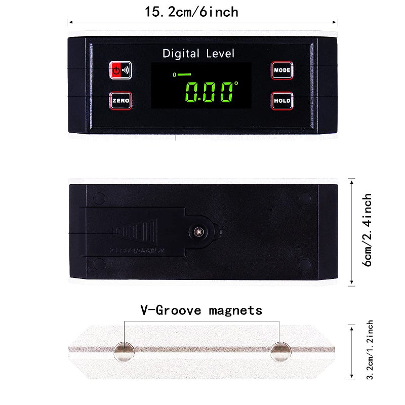weikani Inclinometer  Digital Protractor/Level/Angle Finder and Gauge Tools with V-Groove Magnetic Base and Backlight - Dust and Waterproof IP65 Precision Smart Level(Not include battery) - Image 2